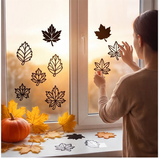 94-Piece Fall Craft Set With Maple Leaves, Glitter Foil, Colored Paper, And Self-Adhesive Rhinestones For DIY Fall Decor—Party Supplies Set