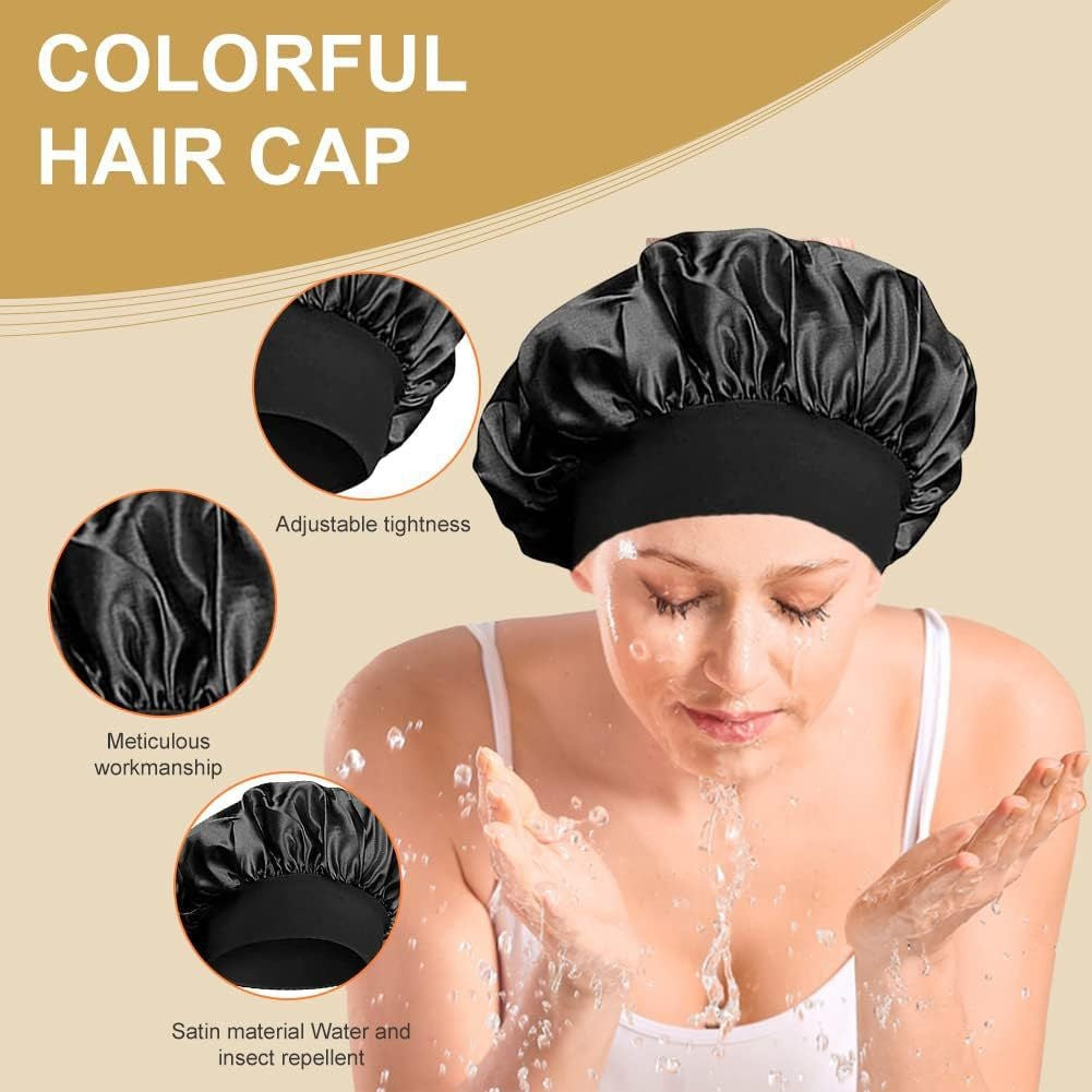 Wide-brimmed High Elastic Headscarf Beauty Salon Shower Cap Care Satin Nightcap