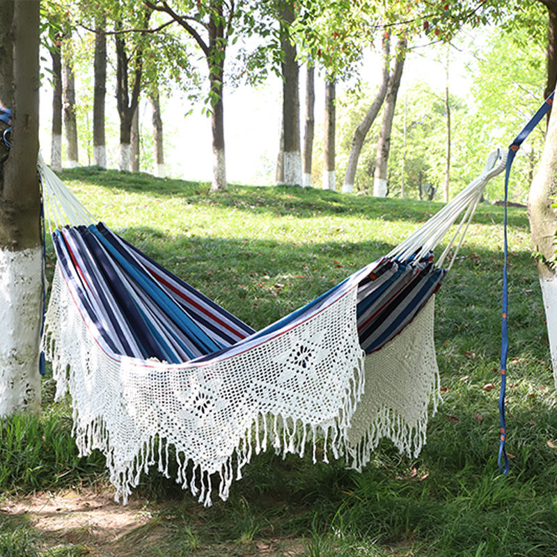 Outdoor Cotton Canvas Tassel Hammock