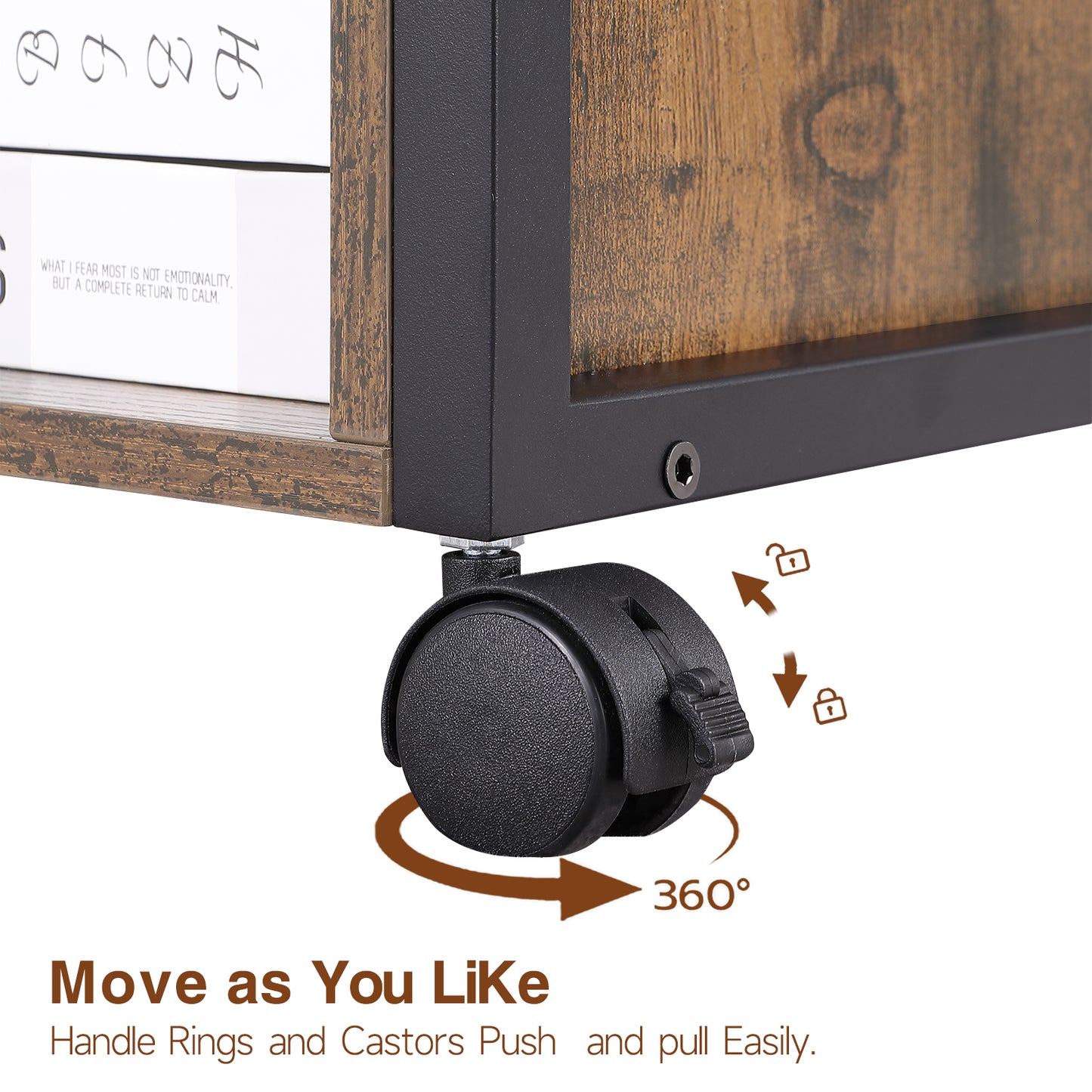 File Cabinet,Office Filing Cabinets With Socket And USB Charging Port,Printer Stand With Storage For A4, Letter Size,Metal Side Frame ,Easy Installationfor Home Office, Rustic Brown Black