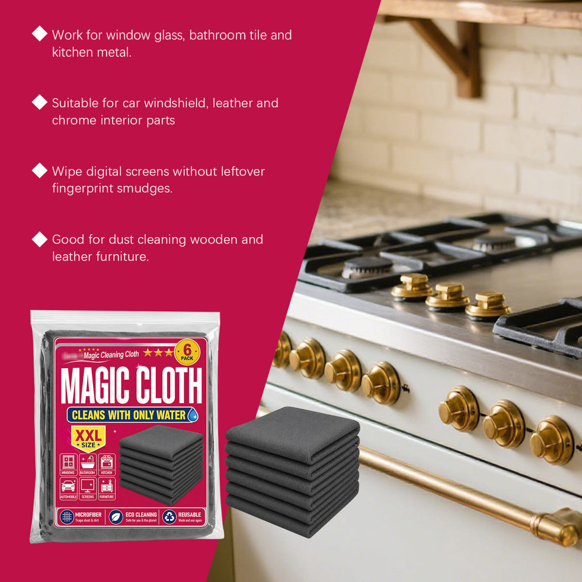 Cleaning Cloth, Absorbent, Lint-free, Microfiber, Multi-purpose Cleaning Cloth For Kitchen, Housework, Glass Cleaning, Car Cleaning, And Household Chores.