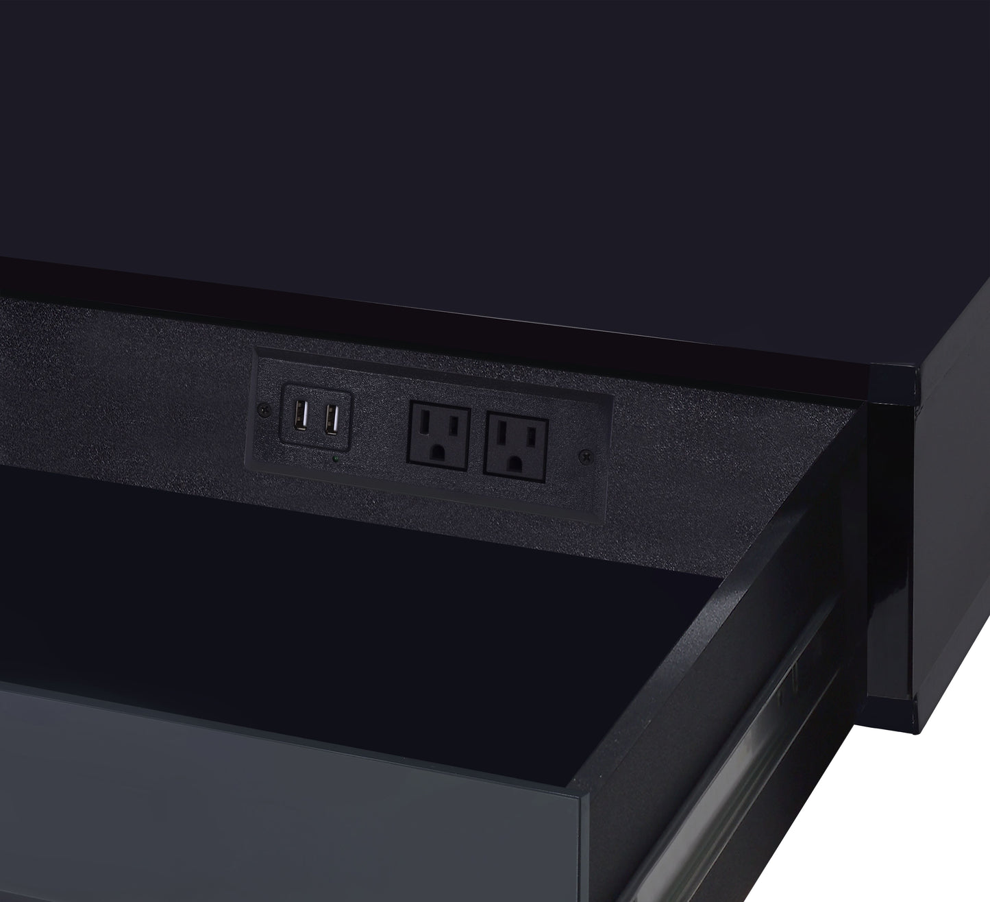 Coleen Black High Gloss & Chrome Finish Writing Desk W USB