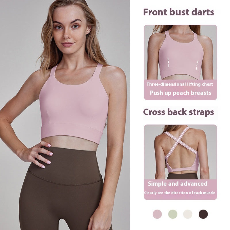 Yoga Clothes Vest Fitness Outer Wear Cross Beauty Back High Sense
