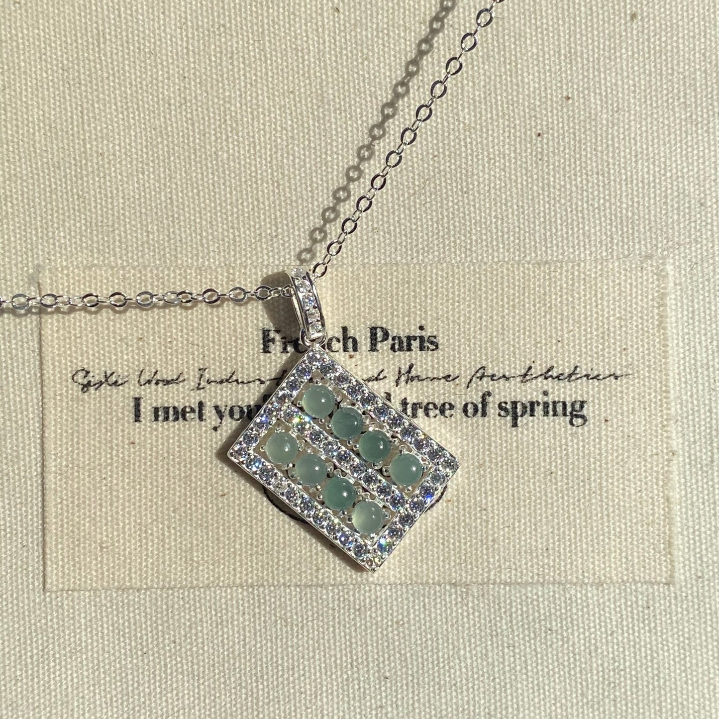 1pc 999 Sterling Silver Diamond-Encrusted Jade Abacus Pendant Necklace, Luxurious Chinese Style, Perfect For Daily Wear & Valentine's Gifts