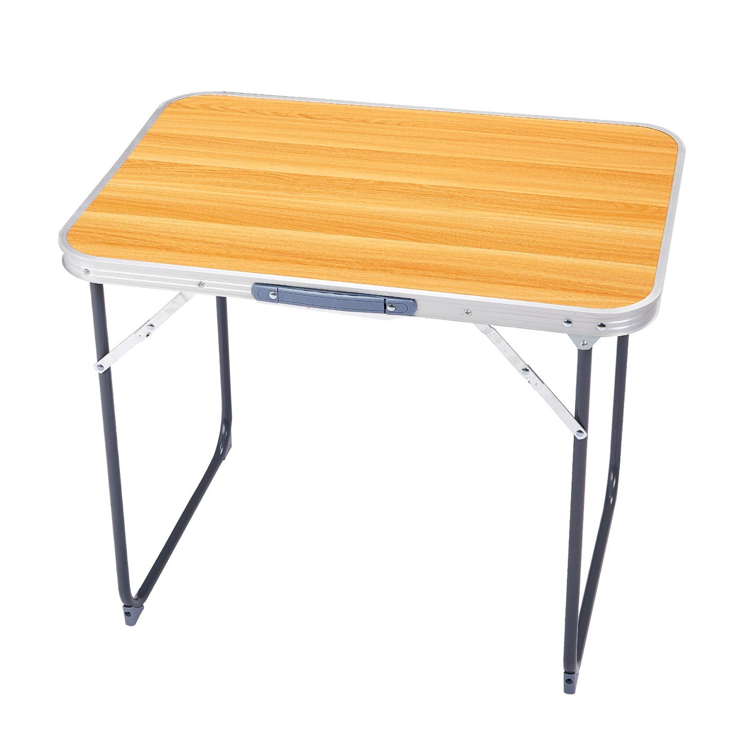 2.3ft Portable Aluminum Folding Table, Indoor & Outdoor Lightweight Picnic Camping Desk, Wood Grain Foldable Table With Carry Handle