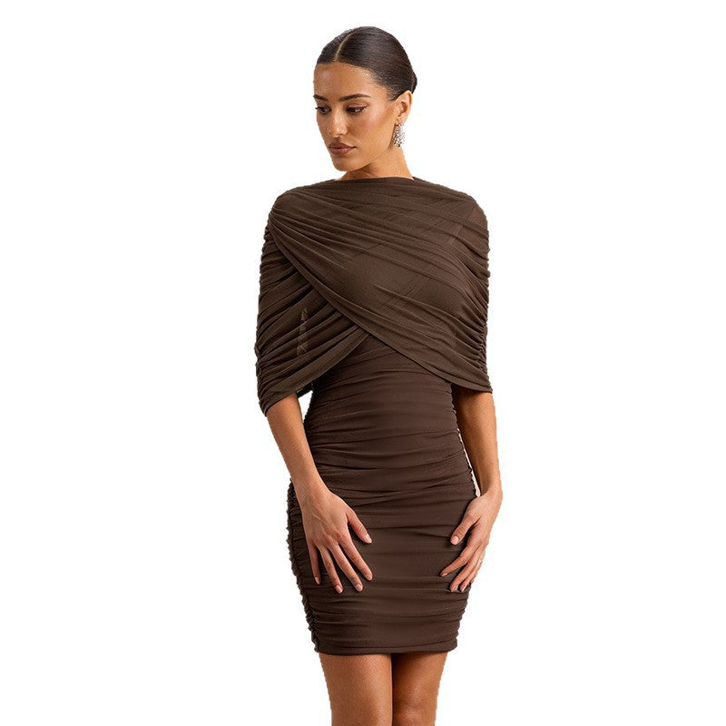 New Summer Elegant Mesh-panel Camisole Sheath Dress For Europe And America