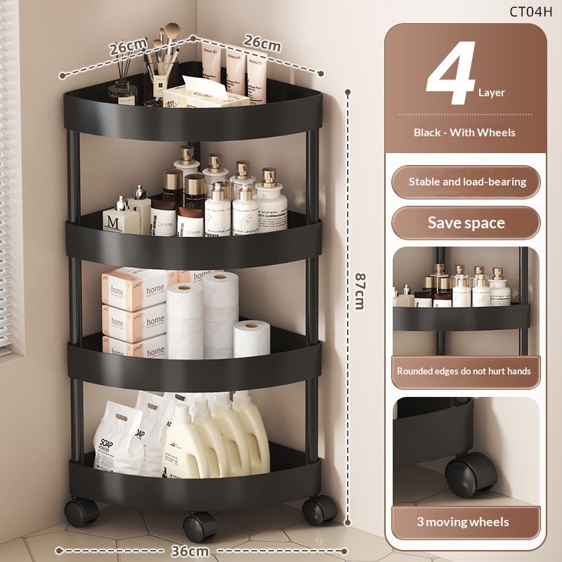 Small Cart Storage Rack For Home Bathroom, Movable Corner Triangular Multifunctional Storage Shelf