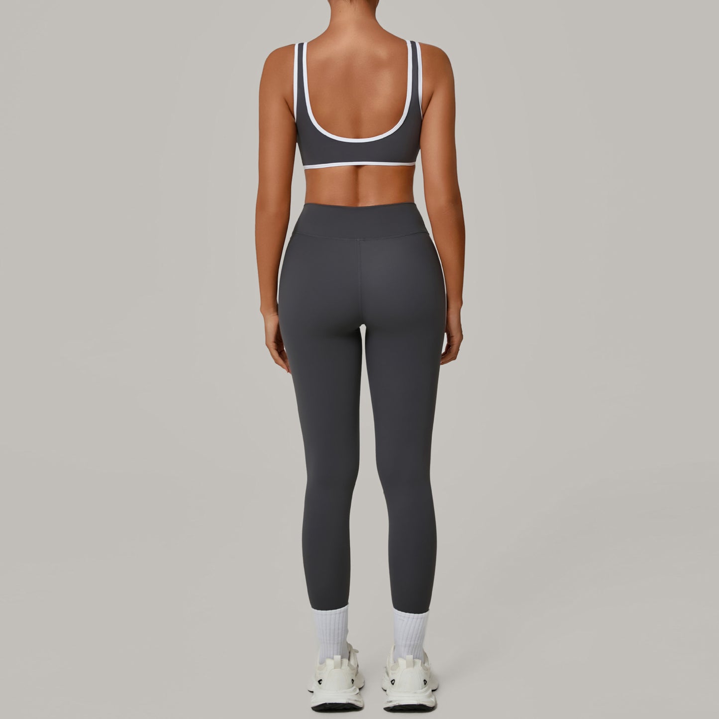 Contrast Color Binding Nude Feel Yoga Beauty Back Tight Quick-drying Workout Clothes Outdoor Sports Suit