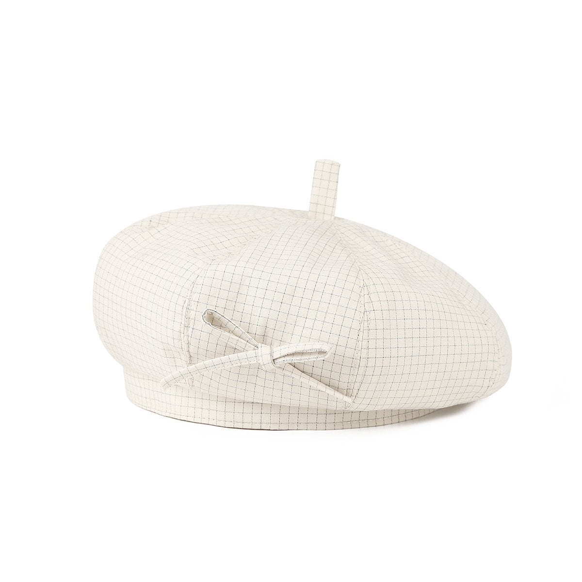 The Summer Women's Small Grid Bow Tie Simple And Elegant Style Beret Is Suitable For Outdoor Walking, Shopping And Photo-taking.