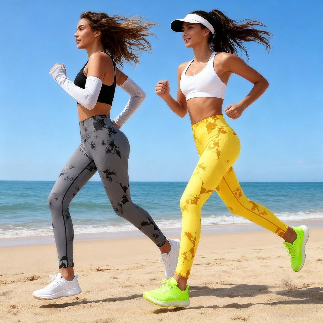 Self Pickup Only - Yellow  Four Seasons Printed Nine Point Sports Yoga Pants
