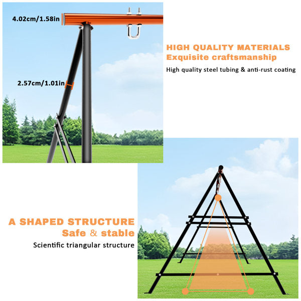 Swing Sets For Backyard, Outdoor Porch Swing Frame, Hammock Chair Stand Only, Max Load 550Lbs A-Frame Swing Stand, Swing Set For Patio, Playground, Park, Swing Not Include