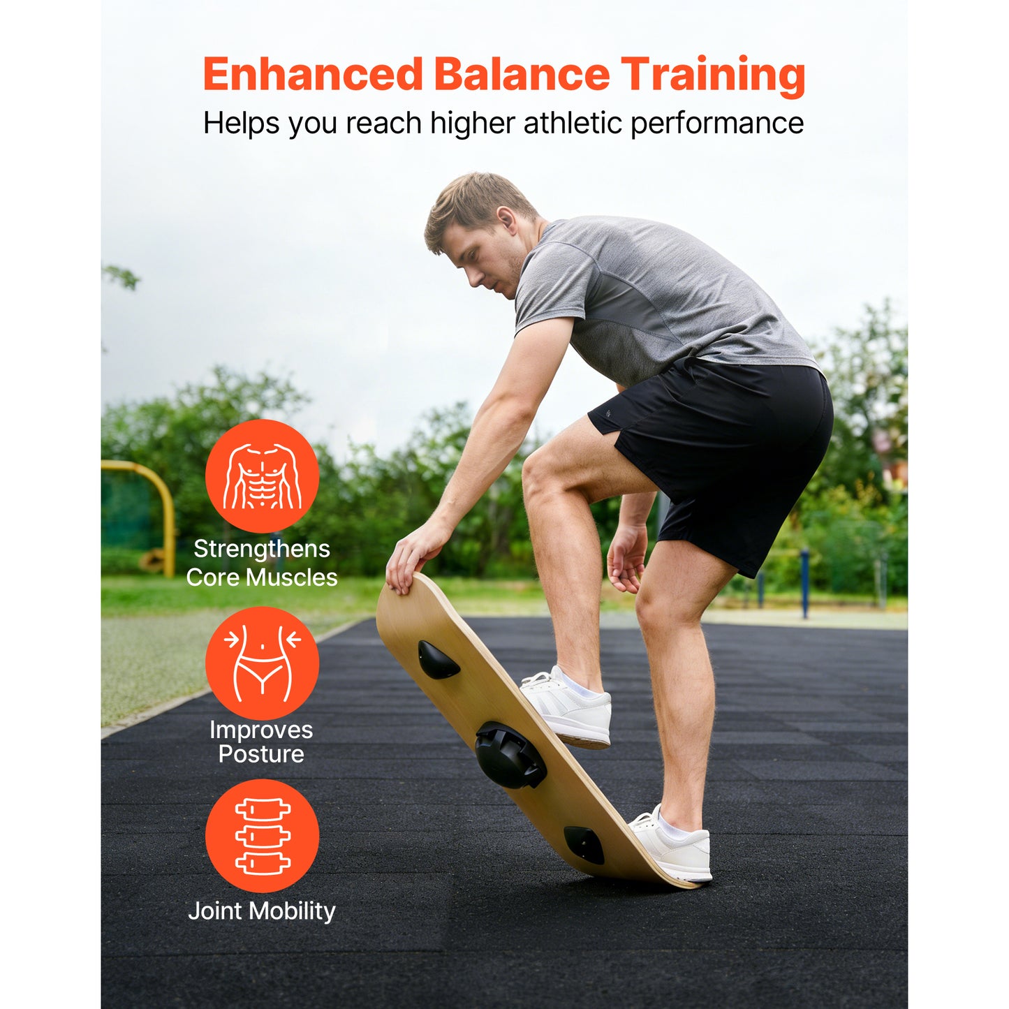 Balance Board, Wobble Board Trainer For Adults 3-Level Adjustable Base, Premium Wooden Balance Training Equipment, Slip-Resistant Surface For Core Workout, Standing Desk Exercise, Home Gym, Yoga