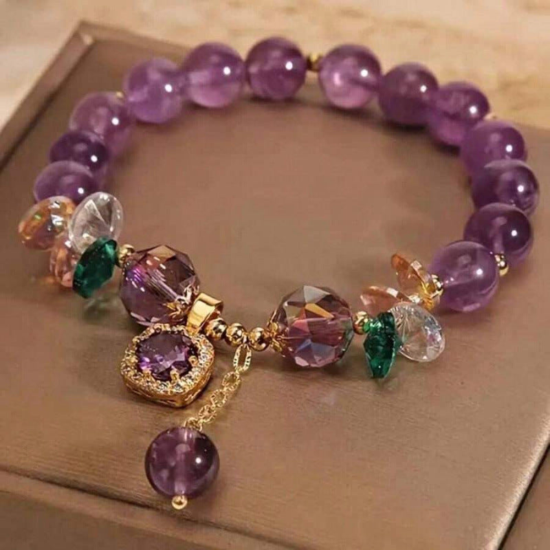 European And American Cross-Border New Style High-End Purple Crystal Bracelet Accessible Luxury Retro Geometric Inlaid Zircon Pendant Bracelet For Women