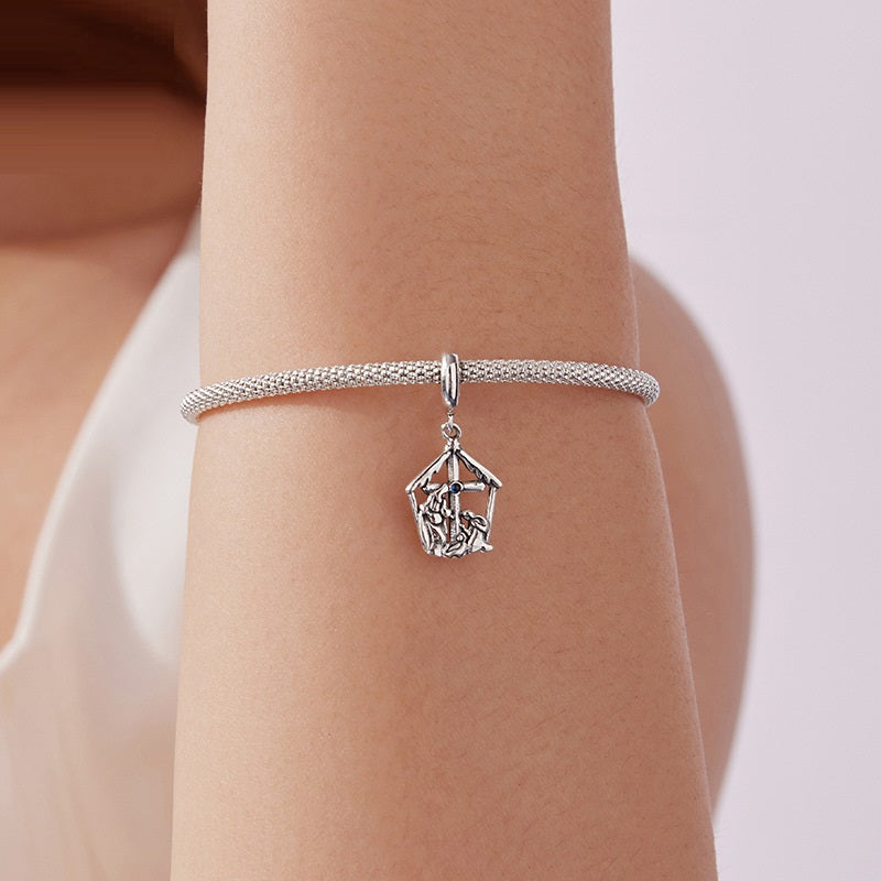 Pendant S925 Sterling Silver Happy Family DIY Jewelry Accessories Beading
