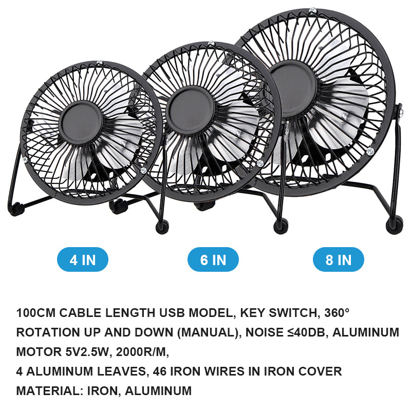 Portable Mini USB Cooling Fan 360 Small Desktop Desk Quiet Computer 4  6  8 Inch  20.3x20x11