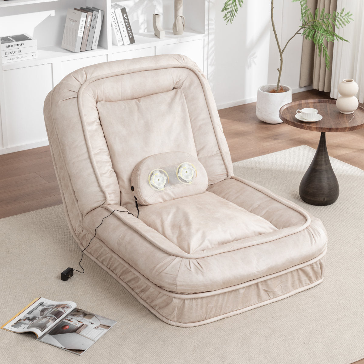 Upholstered Human Dog Bed for Adult & Pets,with 5 Adjustable Position &Massage Pillow, Bean Bag floor sofa with 2 Soft Pillows