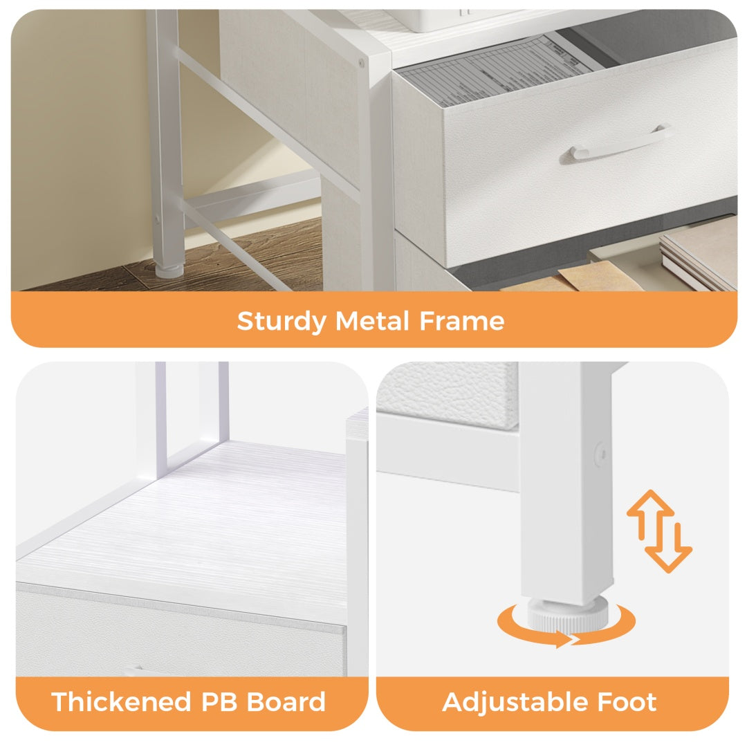 67-inch Computer Desk, Equipped With 5 Drawers And A Monitor Stand. The Gaming Table Comes With LED Lights And Power Sockets. The Printer Cabinet.