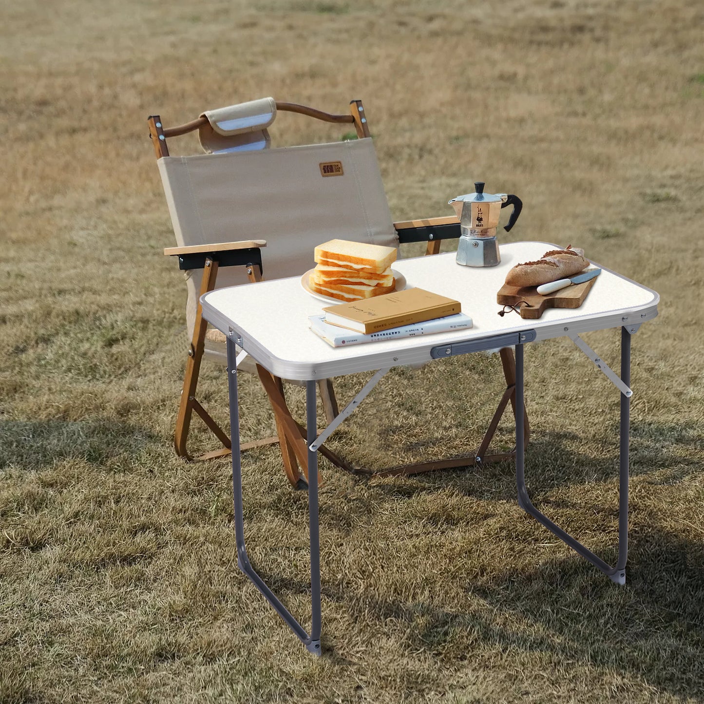 2.3ft Portable Aluminum Folding Camping Table, 70-50cm Lightweight Foldable Table For Outdoor Picnic, Indoor Dining