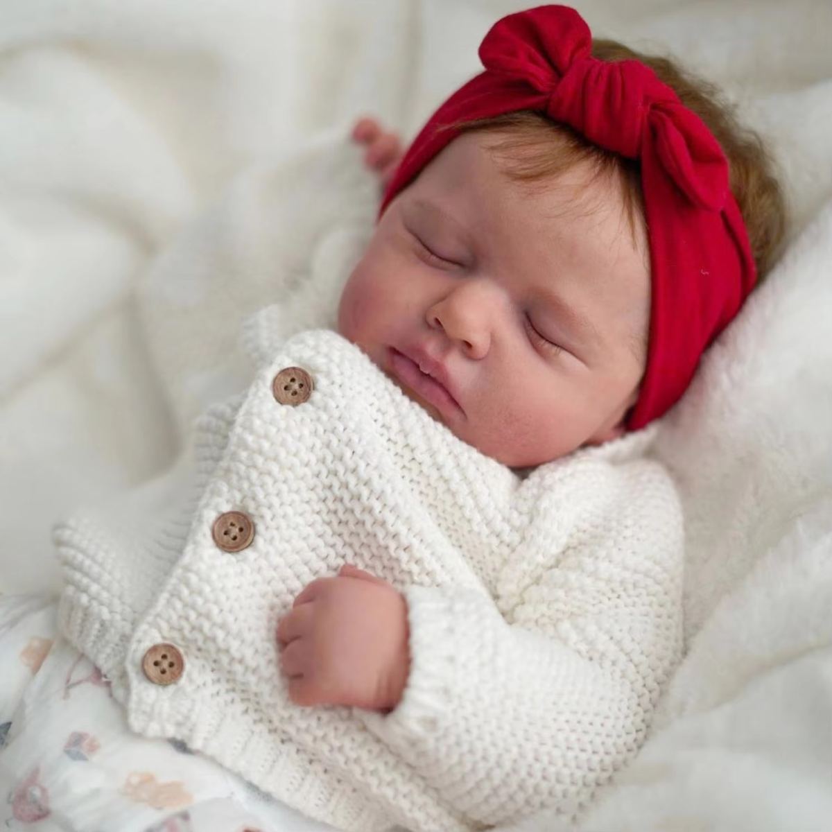3D High-Color Lifelike Hair Transplant 50cm Reborn Doll With Closed Eyes For Sleeping