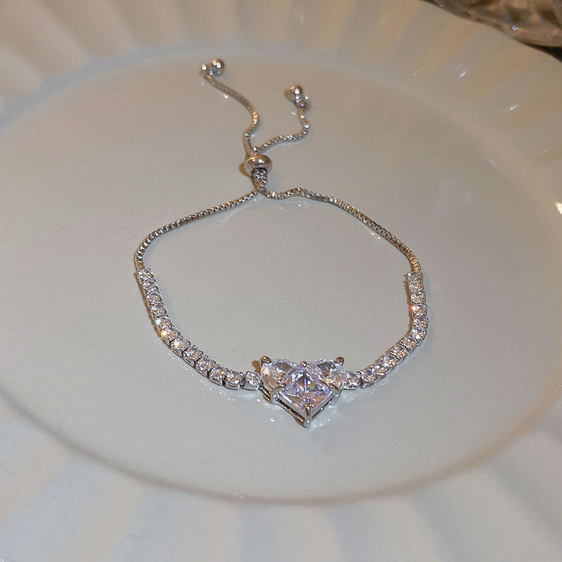 French Style Flower Clasp Cubic Zircon Bracelet Premium Elegant Bangle Dainty Floral Buckle Fashion Jewelry