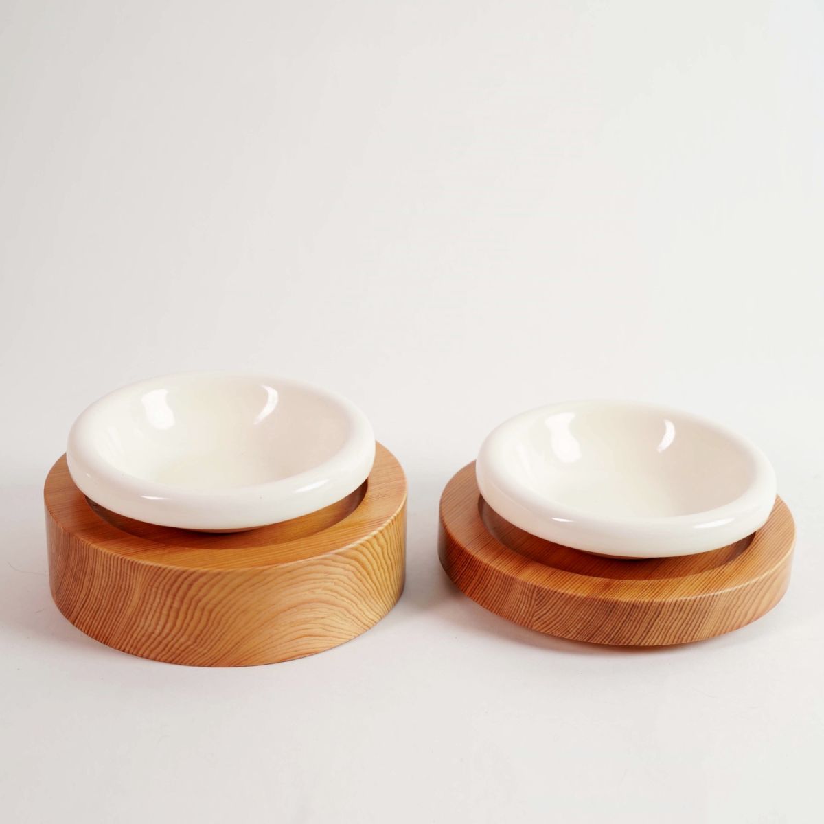 Portable Home Solid Wood Double Pet Bowl