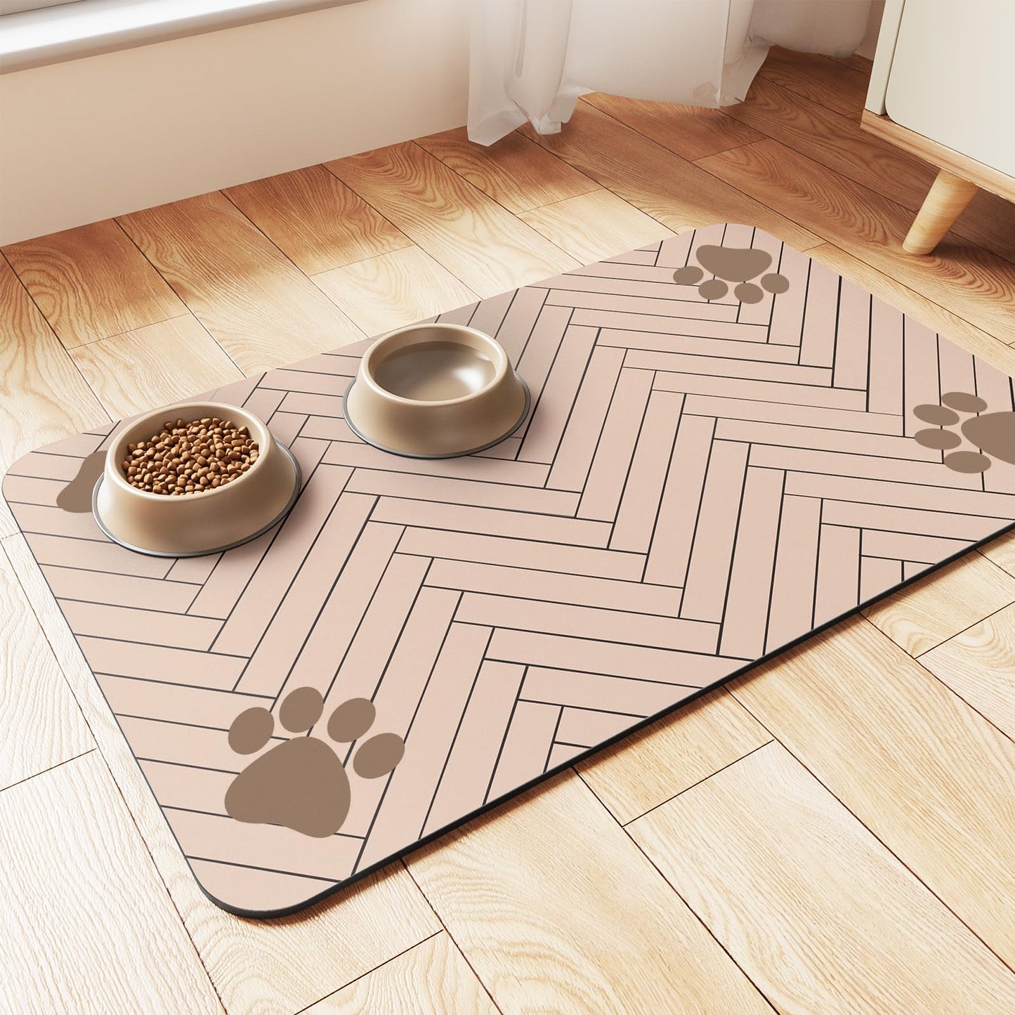 Pet Feeding Mat-Absorbent Pet Placemat For Food And Water Bowl, With Waterproof Rubber Backing, Quick Dry Water Dispenser Mat For Dog And Cat