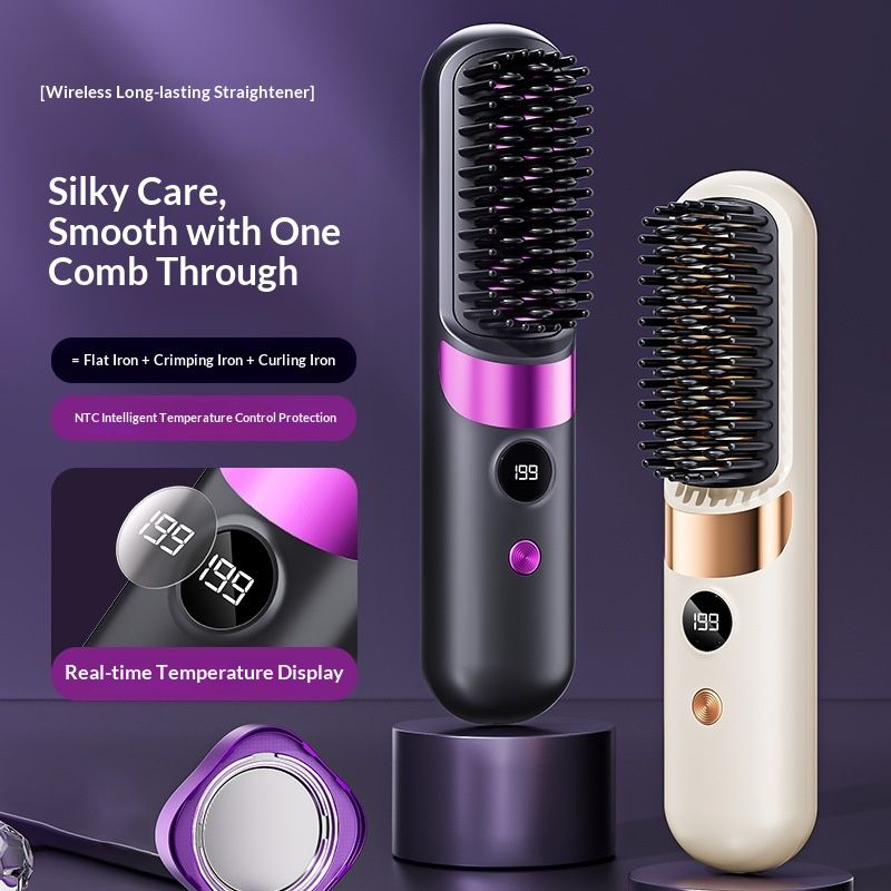 USB-Charging Straightener Hair Styling Comb For Straightening And Curling