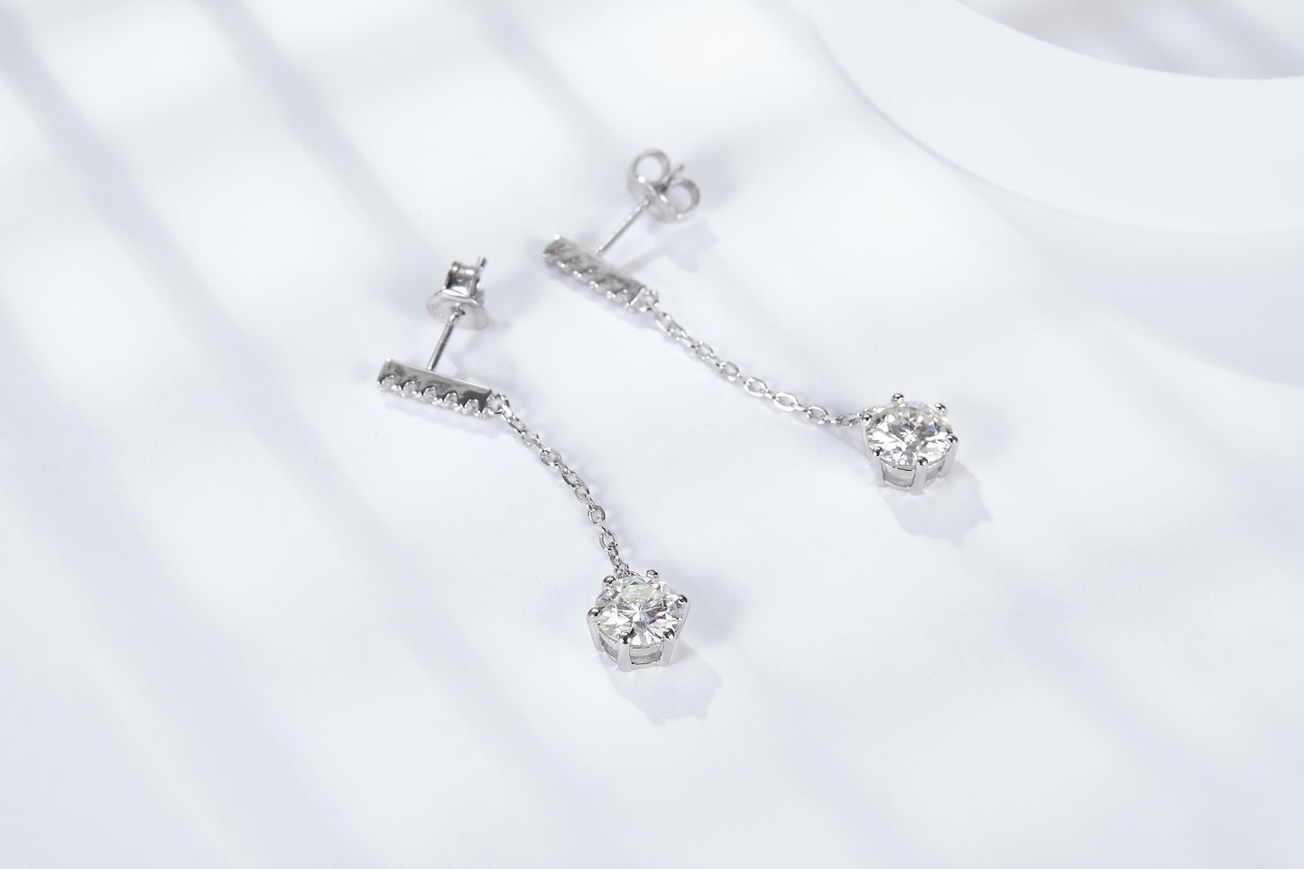 S925 Sterling Silver Moissanite Chain Dangle Earrings 0.5 Or1CT  Platinum Plated Long Drop Earrings With GRA Certificate Elegant Jewelry Gift Box Set For Women