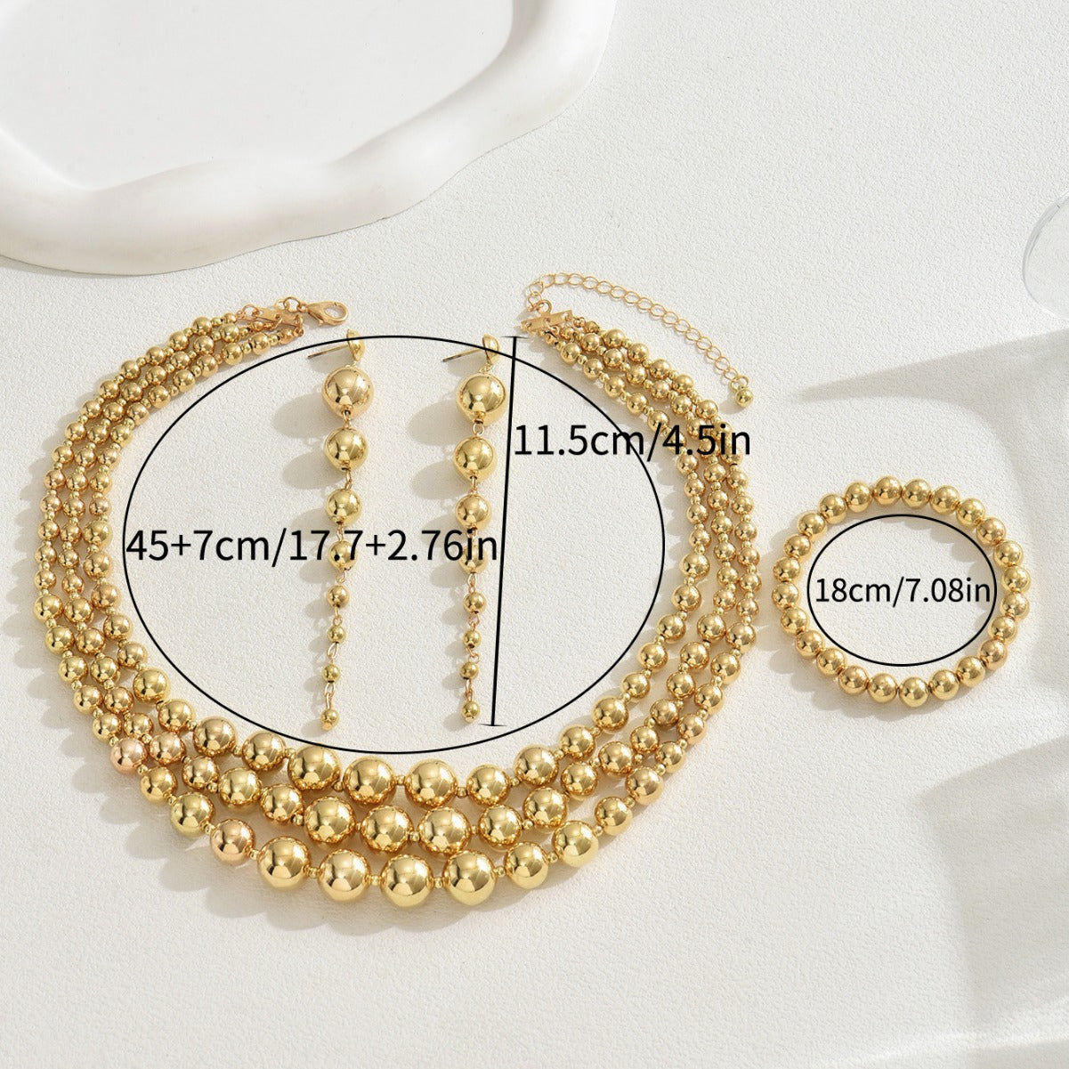 Cross-border European & American Y2K Hot Girl Jewelry Set For Women, Niche Beaded Multi-layer Clavicle Necklace With Matching Earrings, Versatile Daily Accessories