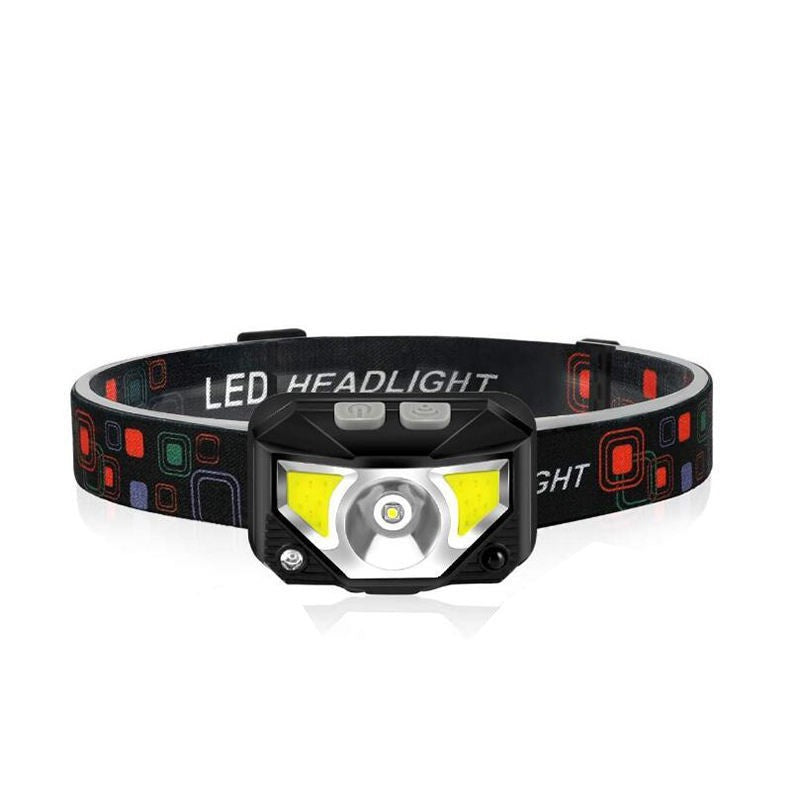 USB Charging Warning Red LED Strong Light Induction Headlight Outdoor