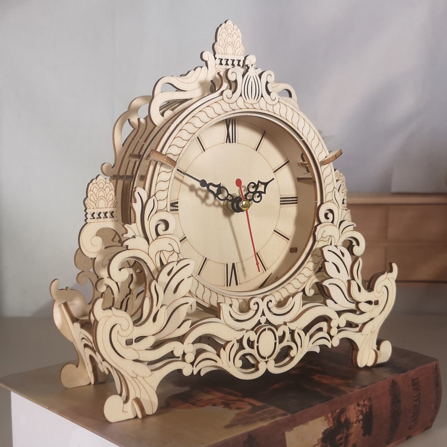 Sales Are Prohibited On The TEMU And SHEIN - 3D Wooden Puzzle Clock Model Kits Building Kits Desktop Clock DIY Architectural Building Blocks Creative Gift Home Decor For Family