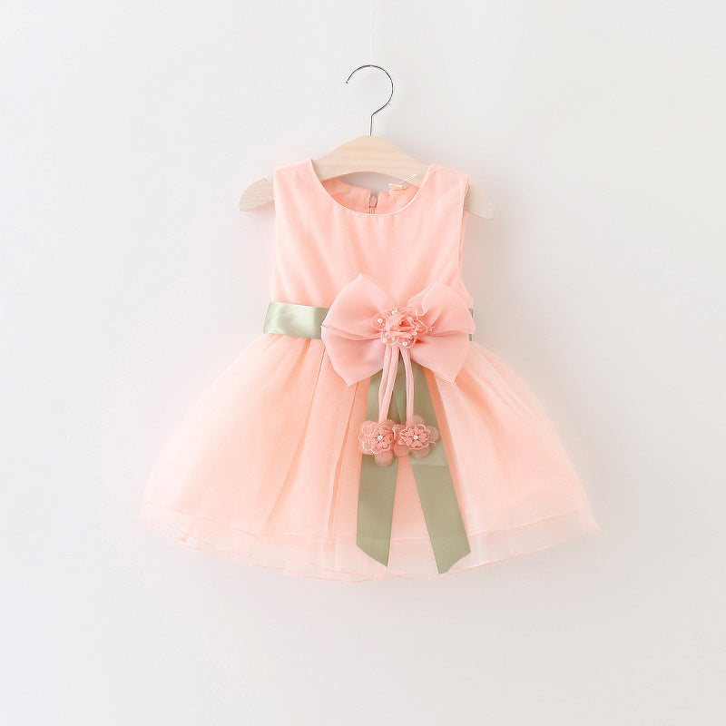 New Womens Childrens Dress Princess Style With Floral Pattern And Large Bow