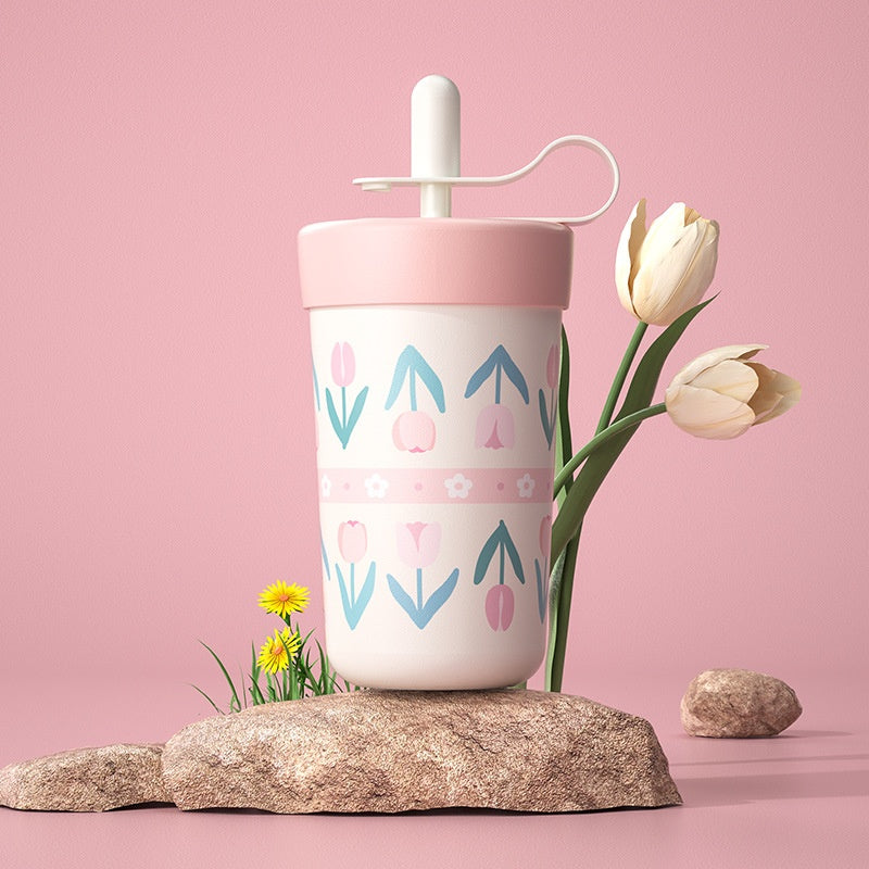 Insulation And Cooling Straw Ceramic Inner Liner Insulated Cup