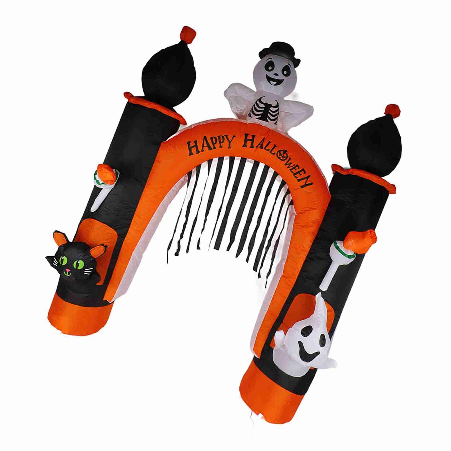 8ft Skull Ghost Inflatable Arch LED Light Indoor Outdoor Pumpkin Ghost Blow Up Archway Decoration For Home Yard Garden US Plug 100 To 120V