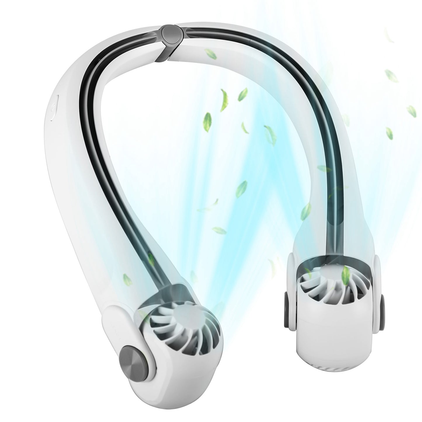 White-Green Options -- 1Pc Portable Neck Hanging Fan Hands-free Cooling Personal Fan With 3 Speeds 360 Degree Air Flow Adjustable Neck Width For Home Office Travel Dormitory