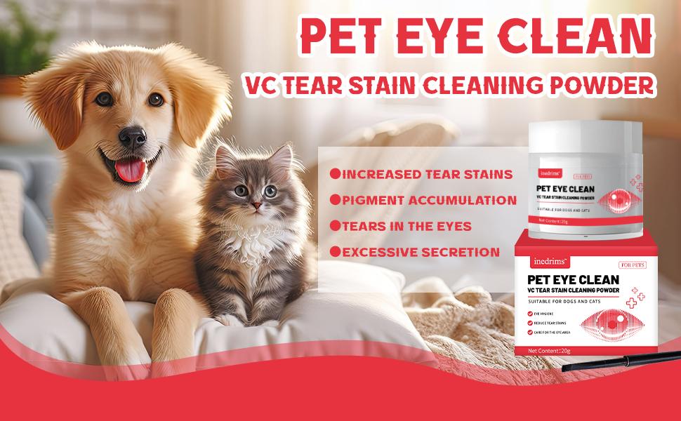 Pet Tear Stain Removal Powder - Natural And Gentle Formula, Eye And Fur Care, Tear Stain Removal And Brightening, An Essential Product For Pet Eye Cleaning.