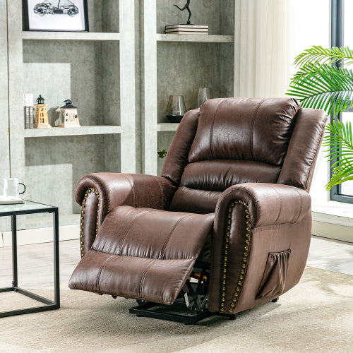 Large Power Lift Recliner Chairs With Massage And Heat For Elderly Big People, Massage Chair Heavy Duty Electric Faux Leather Reclining Chairs With USB Port And 2 Side Pockets