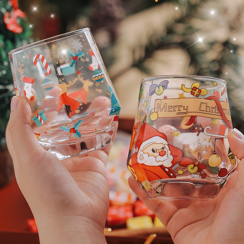 Christmas Gift High Beauty Creative Cup Christmas Snowman Glass Cup High Temperature Resistant
