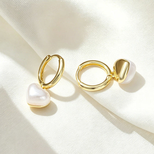 Trendy Heart-shaped Pearl Earrings Sophisticated And Chic Womens Ear Accessories