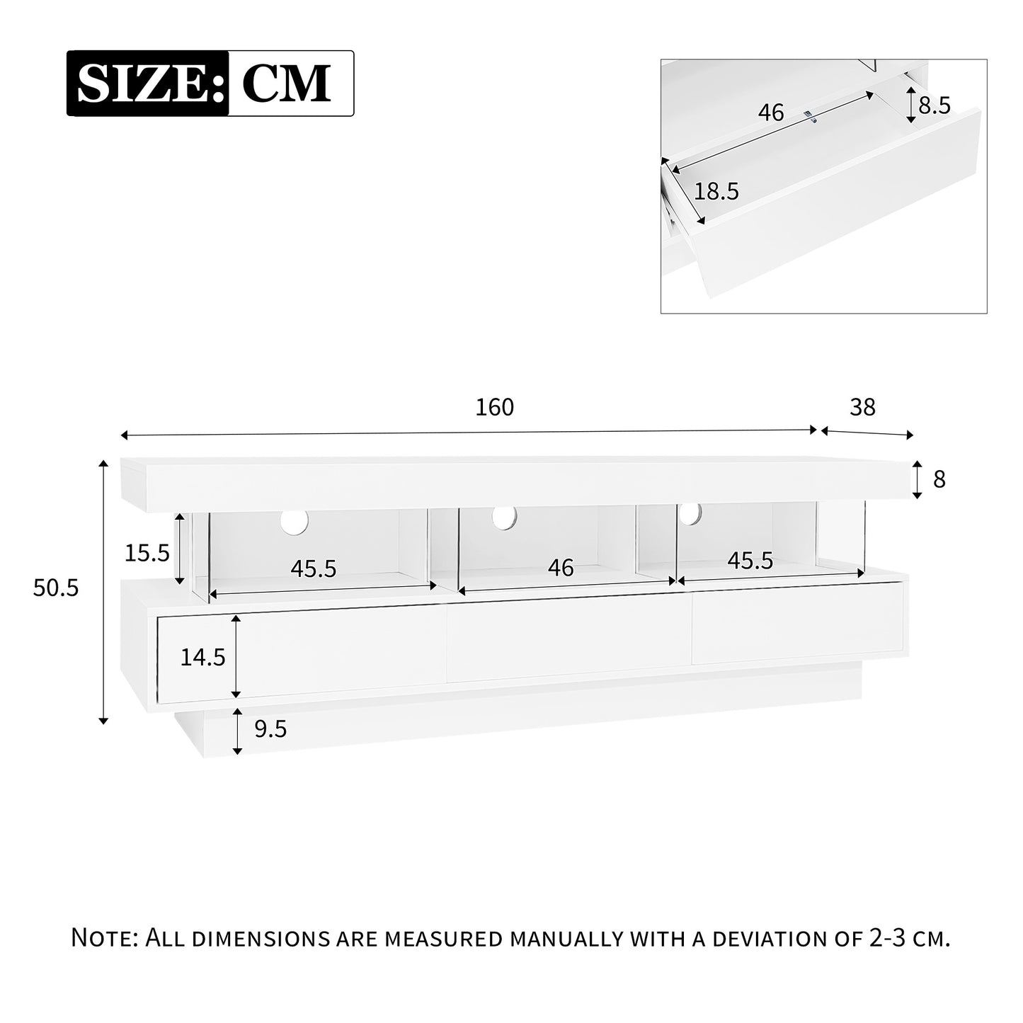 160x38x50.5cm White High Gloss TV Cabinet With 3 Glass Compartments, LED Lighting, App Control, Bluetooth Connected, For 70 Inch TV,High Gloss With Glass TV Stand,Smart TV Cabinet