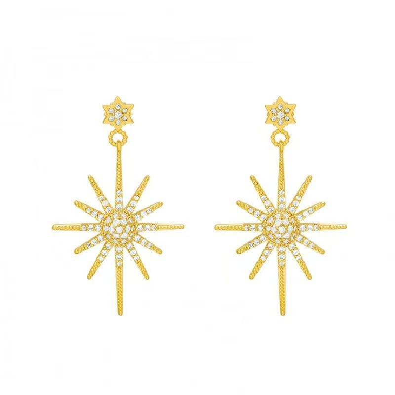 S925 Sterling Silver Micro Inlaid Zircon Tassel Earrings For Women, Shiny Starburst Stud Earrings, Korean Style Elegant Versatile Ear Ornaments.