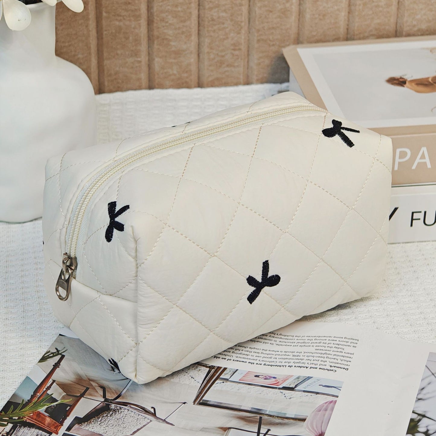 Printed Quilted Makeup Large Capacity Portable Toiletry Bag For Travel