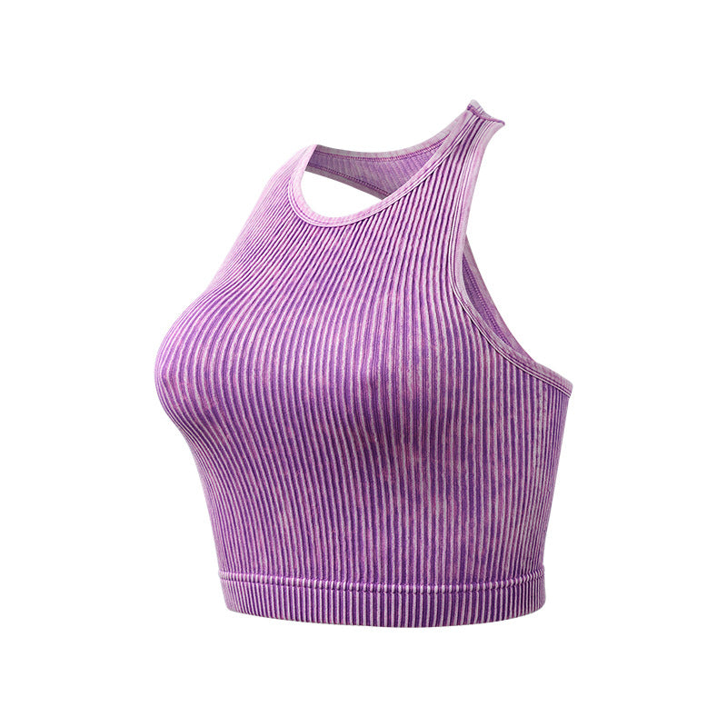 Women's Solid Color Short Thread Beauty Back Yoga Vest
