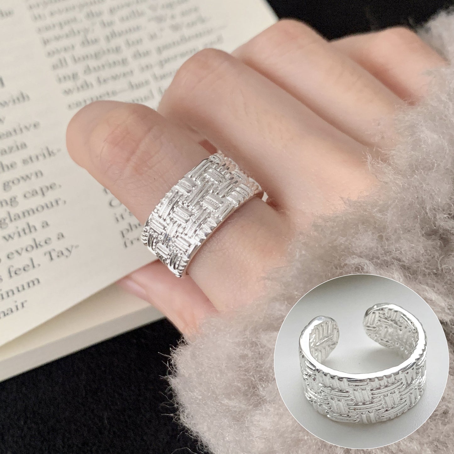 Korean Style Graffiti Adjustable Ring Women Fashion Irregular Finger Ring