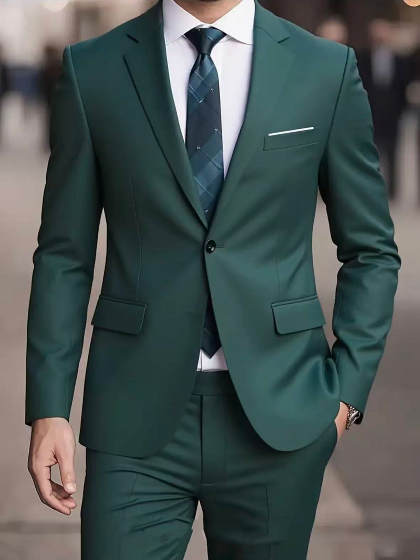 Mens Business-Casual Suit Slim-Fit Korean Style
