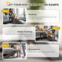 PawHut Dog Ramp For Bed, Pet Ramp For Dogs With Non-Slip Carpet And Top Platform, Brown