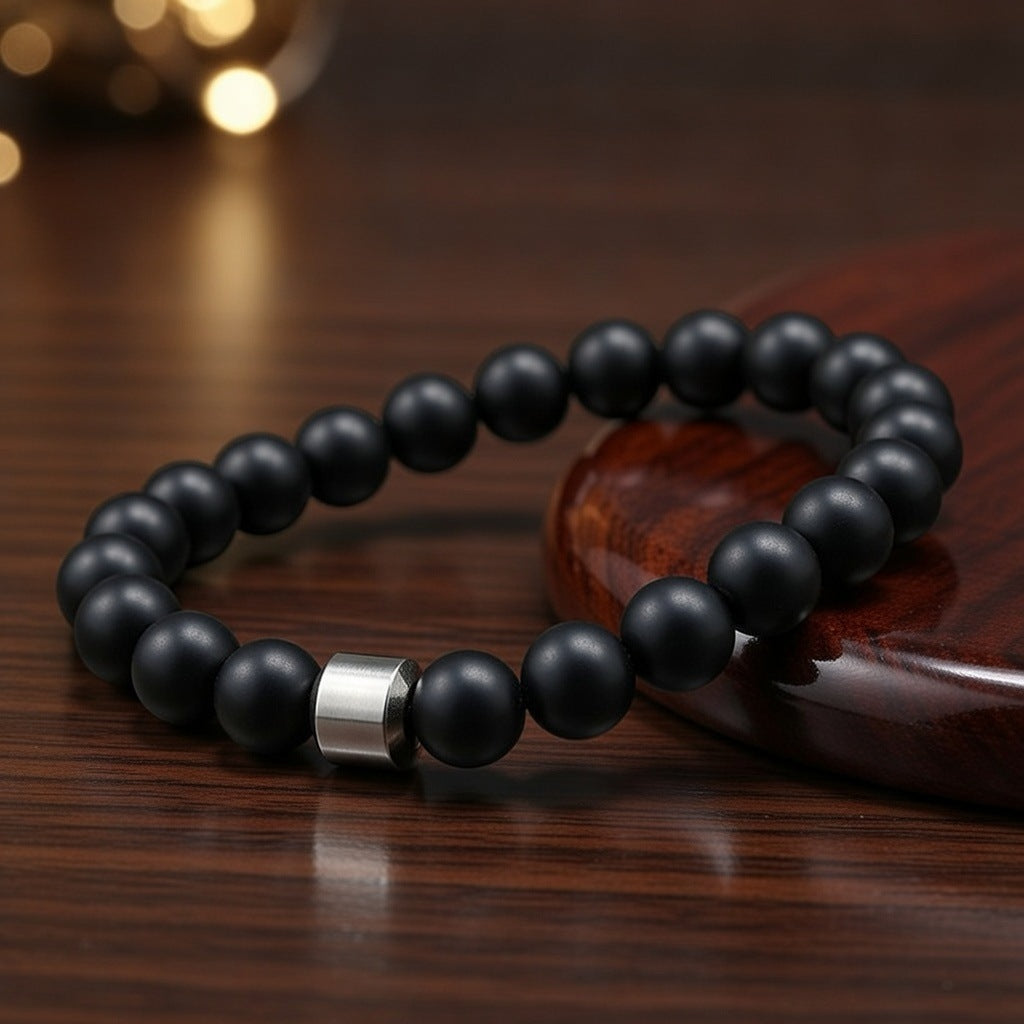 Women's Fashion Simplicity Black Tourmaline Bead Bracelet