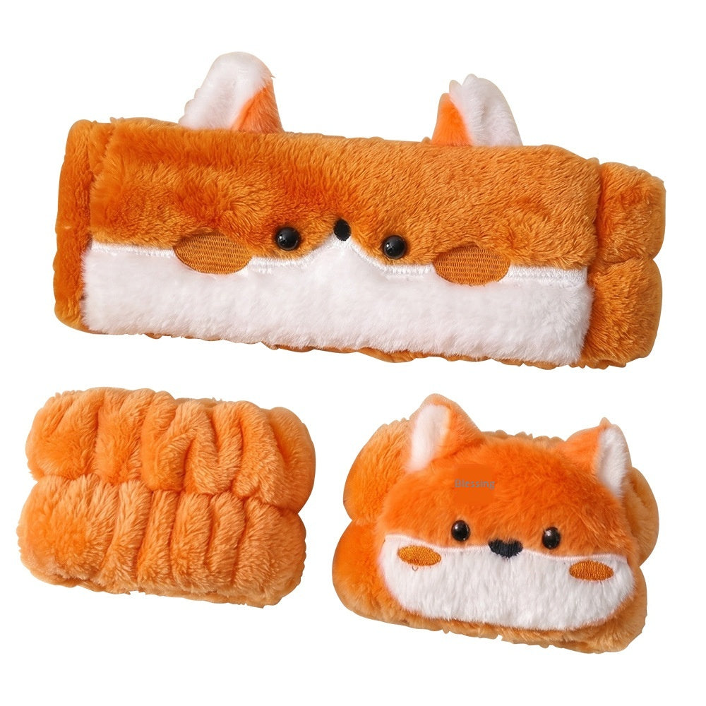 Non-slip Makeup Plush Hairband With Embroidery