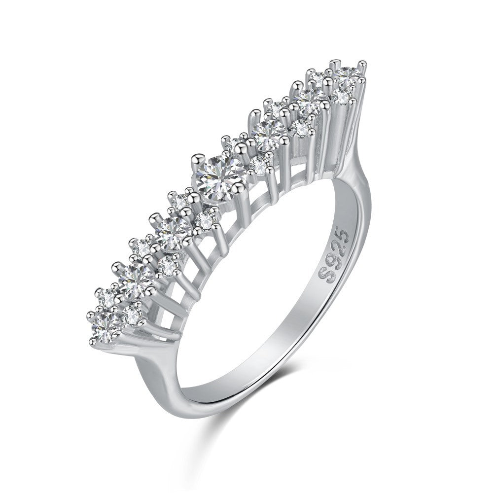 Sterling Silver Zircon Female Sense Design Ring Silver Accessories