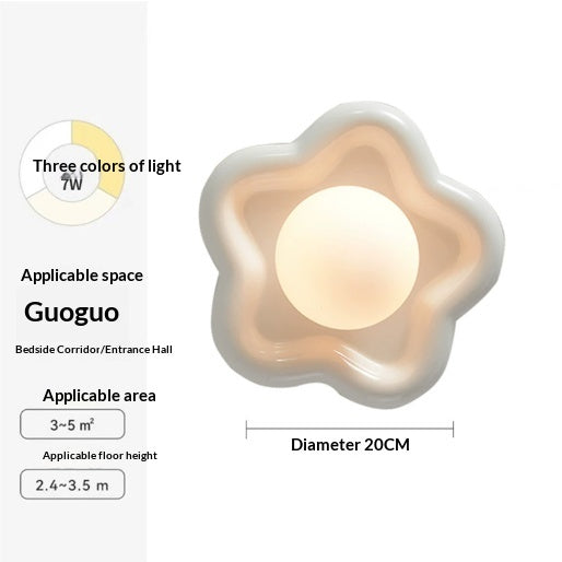 Wireless Charging Flower Design Warm Off-White Ceramic Wall Light